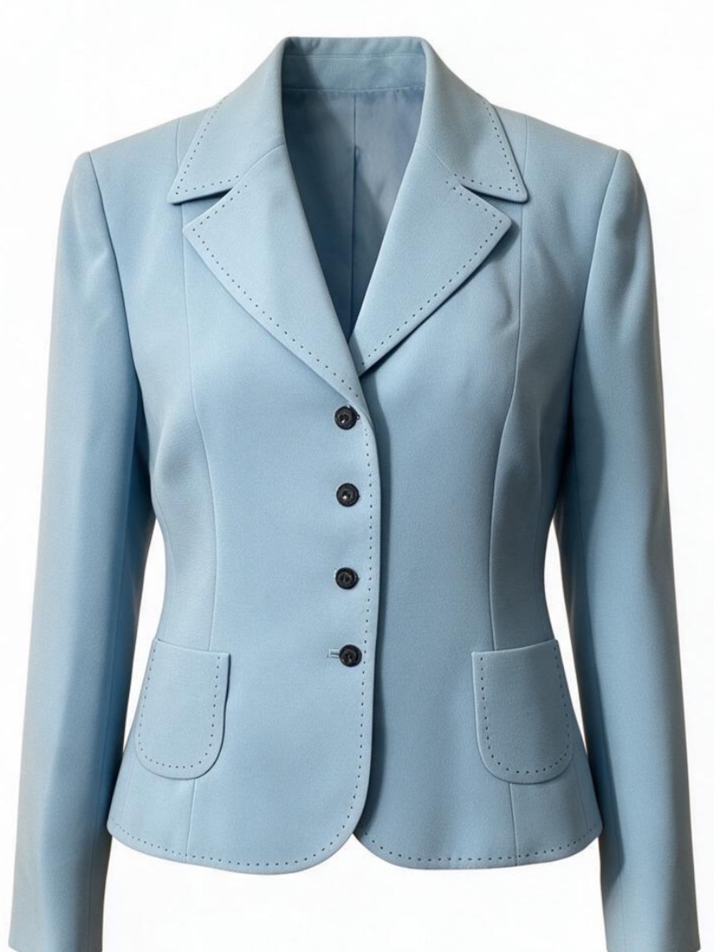 Tahari Powder Blue Structured Top Stitch Blazer Jacket Coquette Corporate Sz 8P